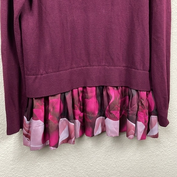 Ted Baker Brianca Porcelain Rose Layered Look Sweater Purple Peplum Sz 4 - Picture 5 of 13
